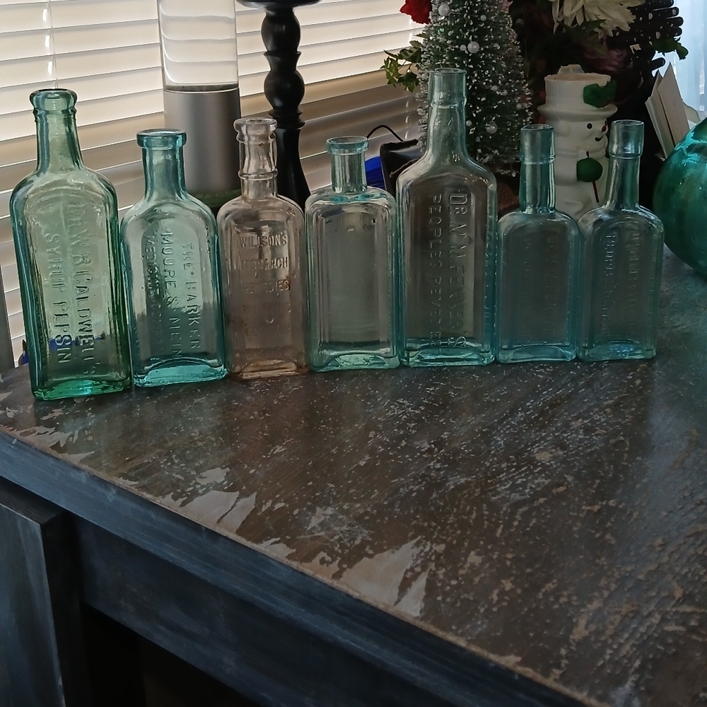 Seven Authentic 1800's Medicinal Bottles Asst.